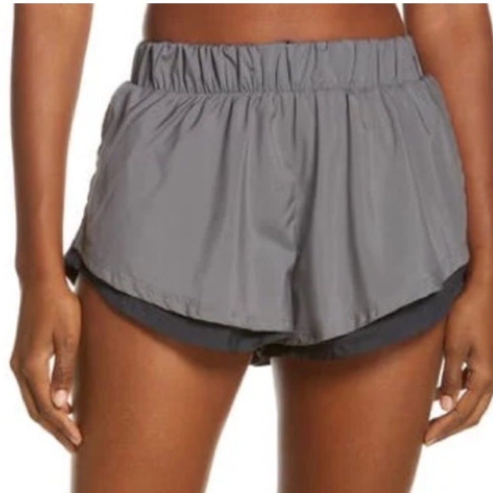 FP Movement by Free People Run For It double layer black/gray shorts size M